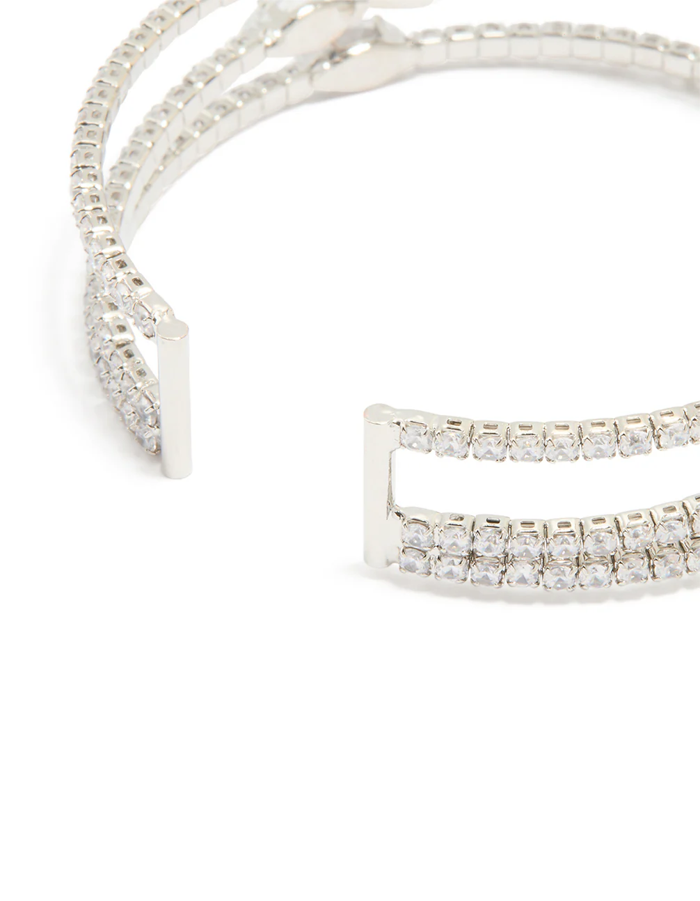 Silver Cubic Zirconia Layered Marquise Wrist Cuff - Image 3