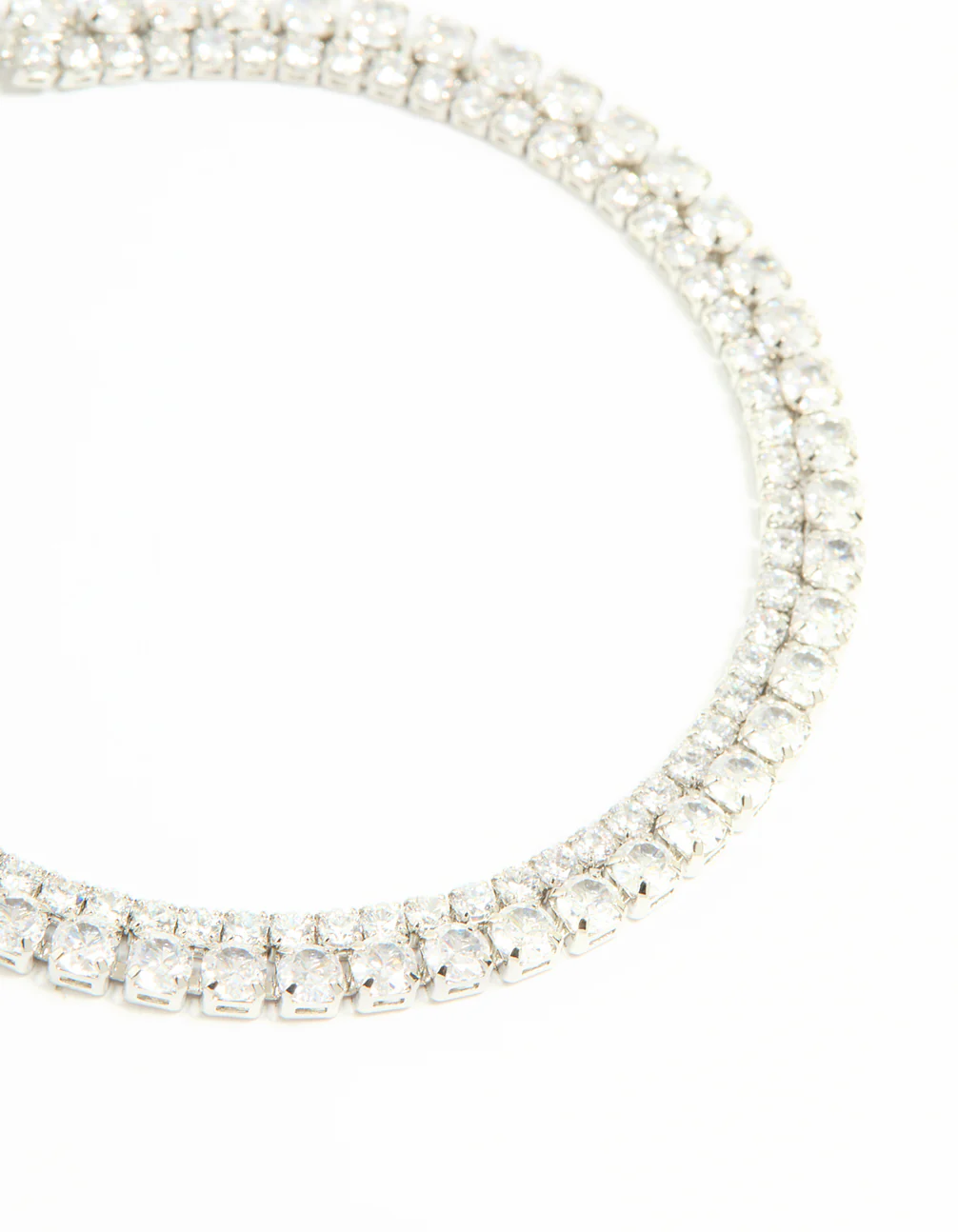Silver Cubic Zirconia Layered Tennis Bracelet - Image 2