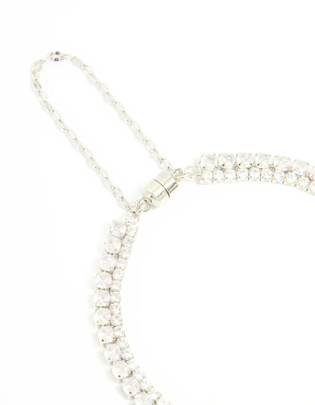 Silver Cubic Zirconia Layered Tennis Bracelet - Image 3