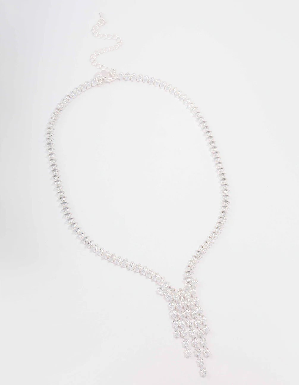 Silver Cubic Zirconia Marquise Drop Necklace - Image 2