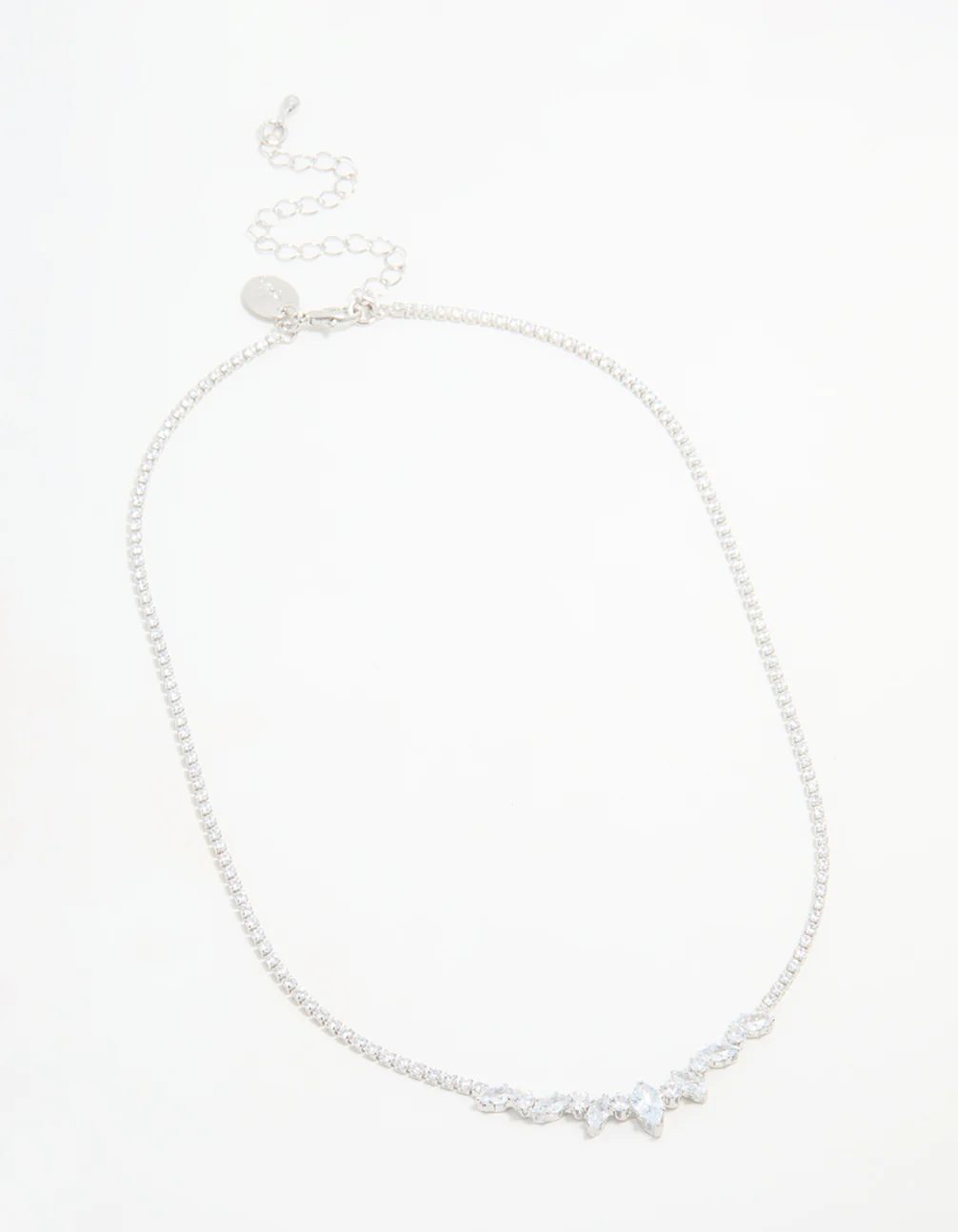 Silver Cubic Zirconia Marquise Pendant Necklace - Image 4