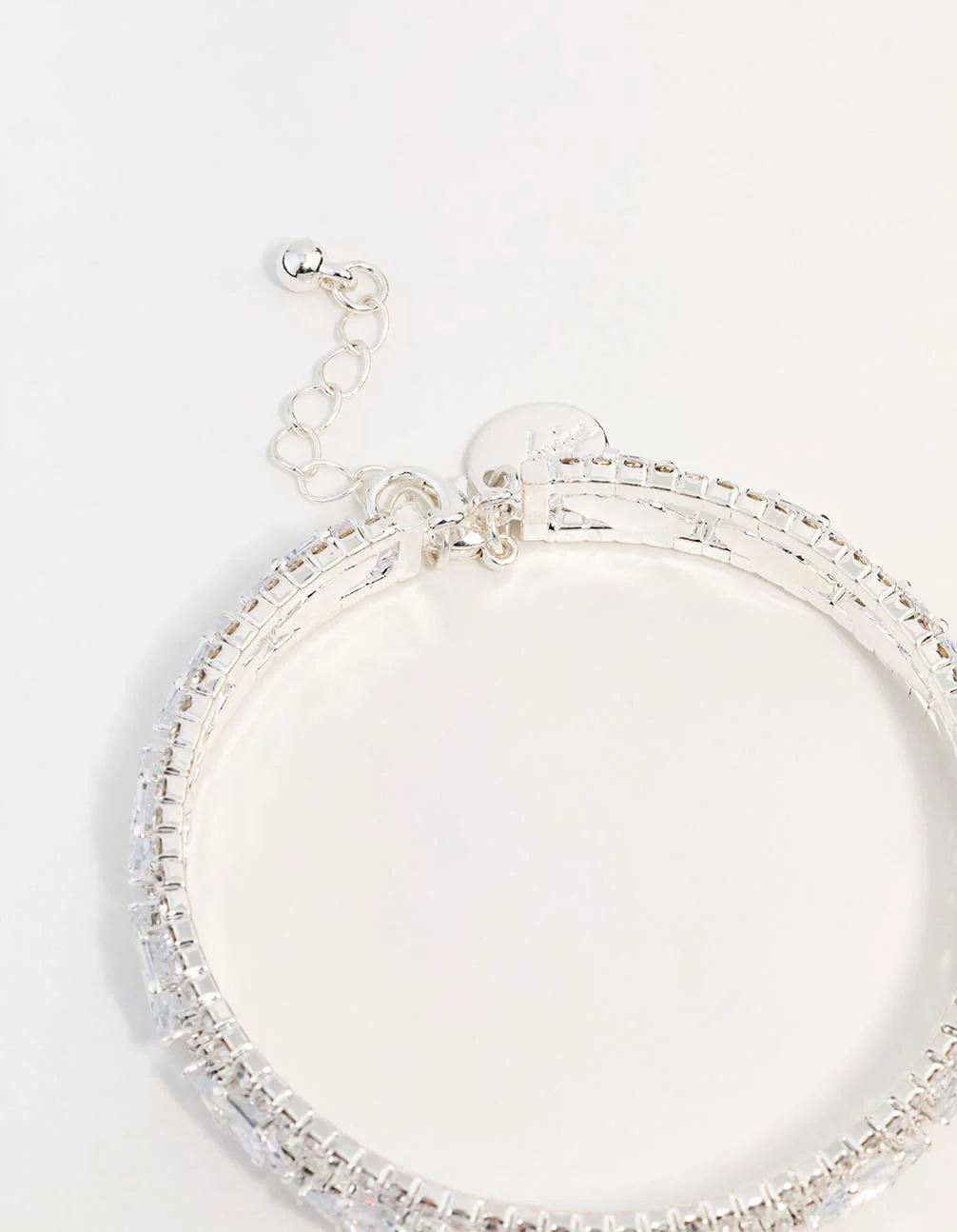Silver Cubic Zirconia Marquise Statement Bangle Bracelet - Image 3