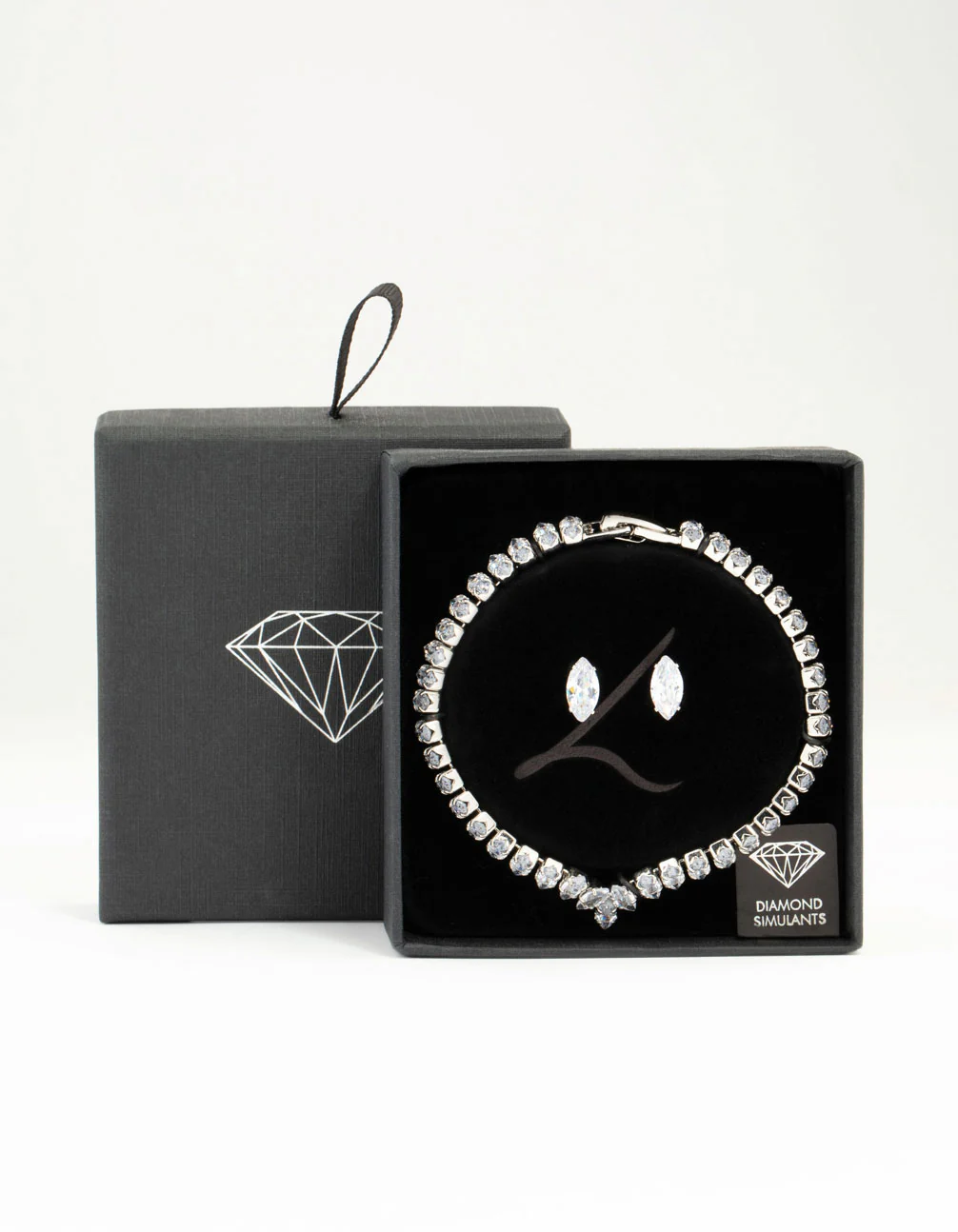 Silver Cubic Zirconia Marquise Tennis Bracelet & Earrings Set - Image 3