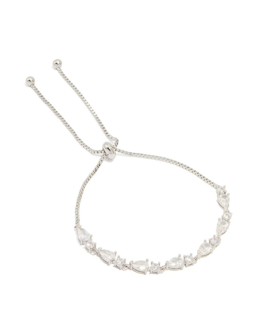 Silver Cubic Zirconia Marquise Toggle Bracelet