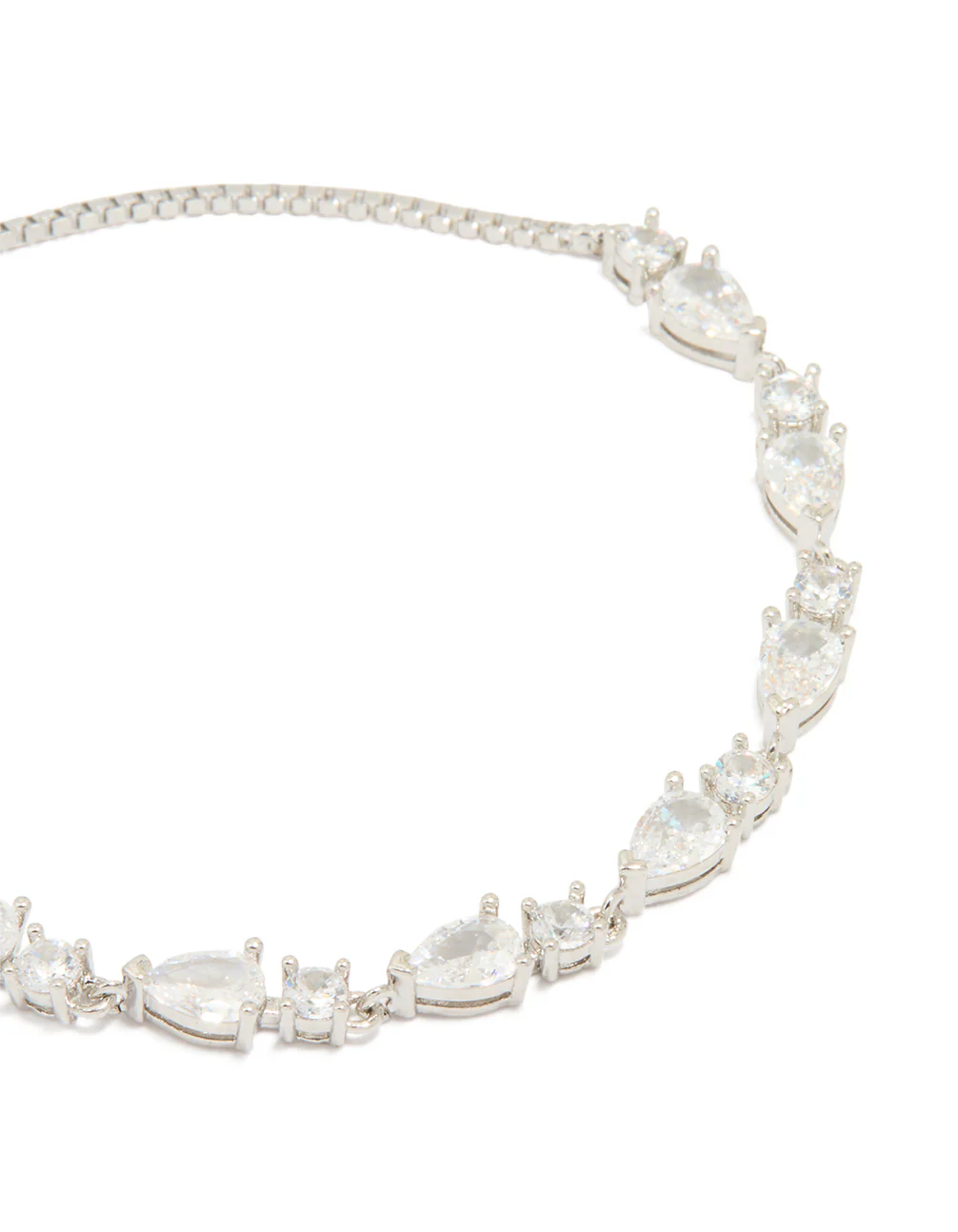 Silver Cubic Zirconia Marquise Toggle Bracelet - Image 2