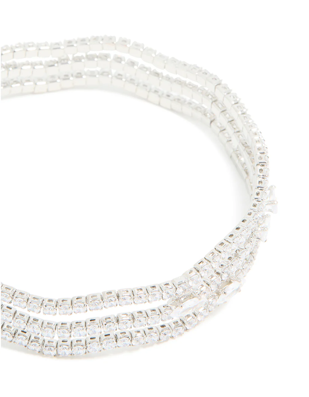 Silver Cubic Zirconia Marquise Wavy Wrist Cuff - Image 4