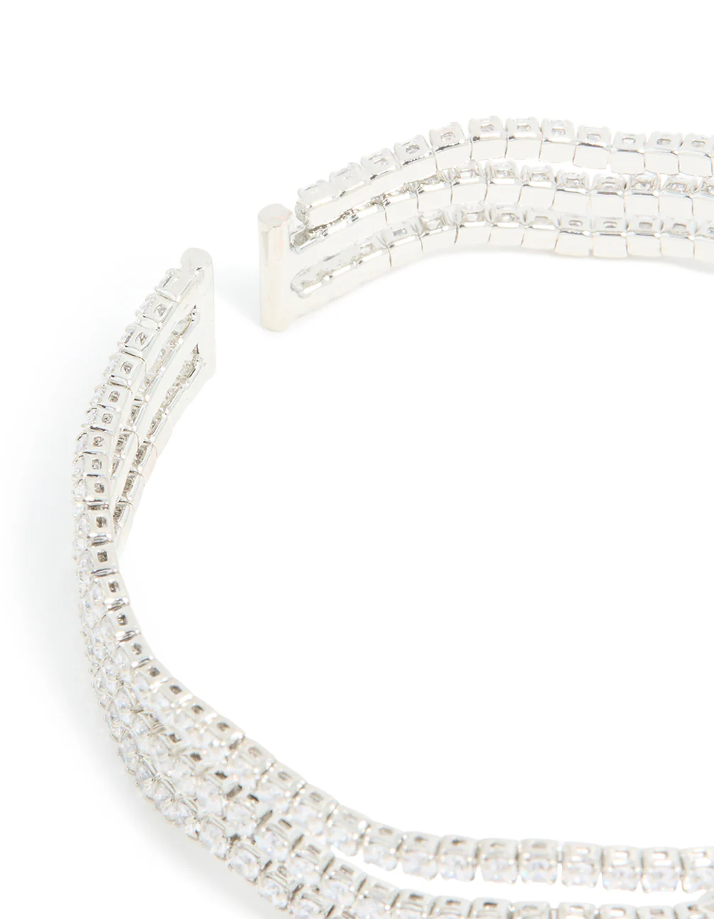 Silver Cubic Zirconia Marquise Wavy Wrist Cuff - Image 5