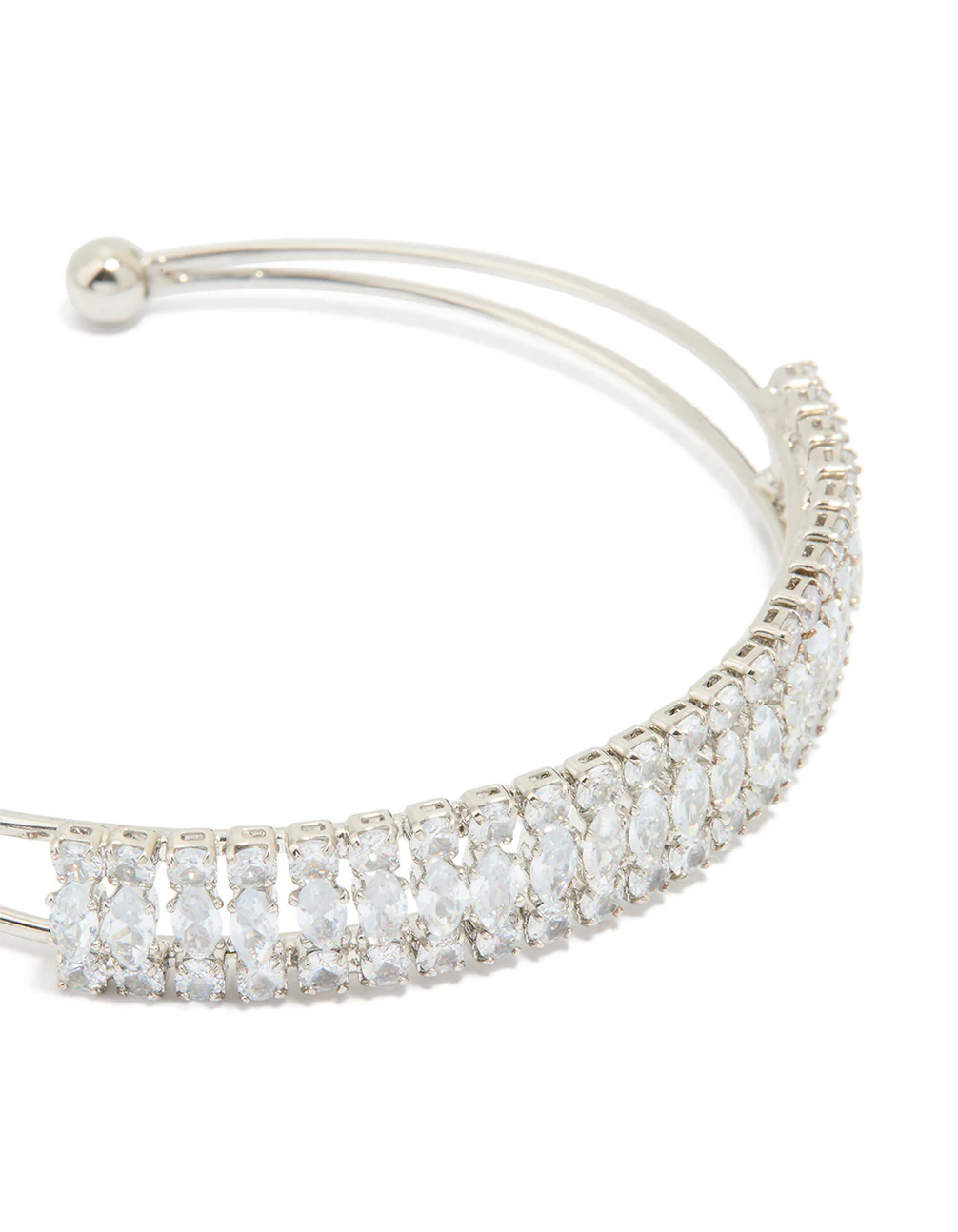 Silver Cubic Zirconia Marquise Wrist Cuff - Image 2