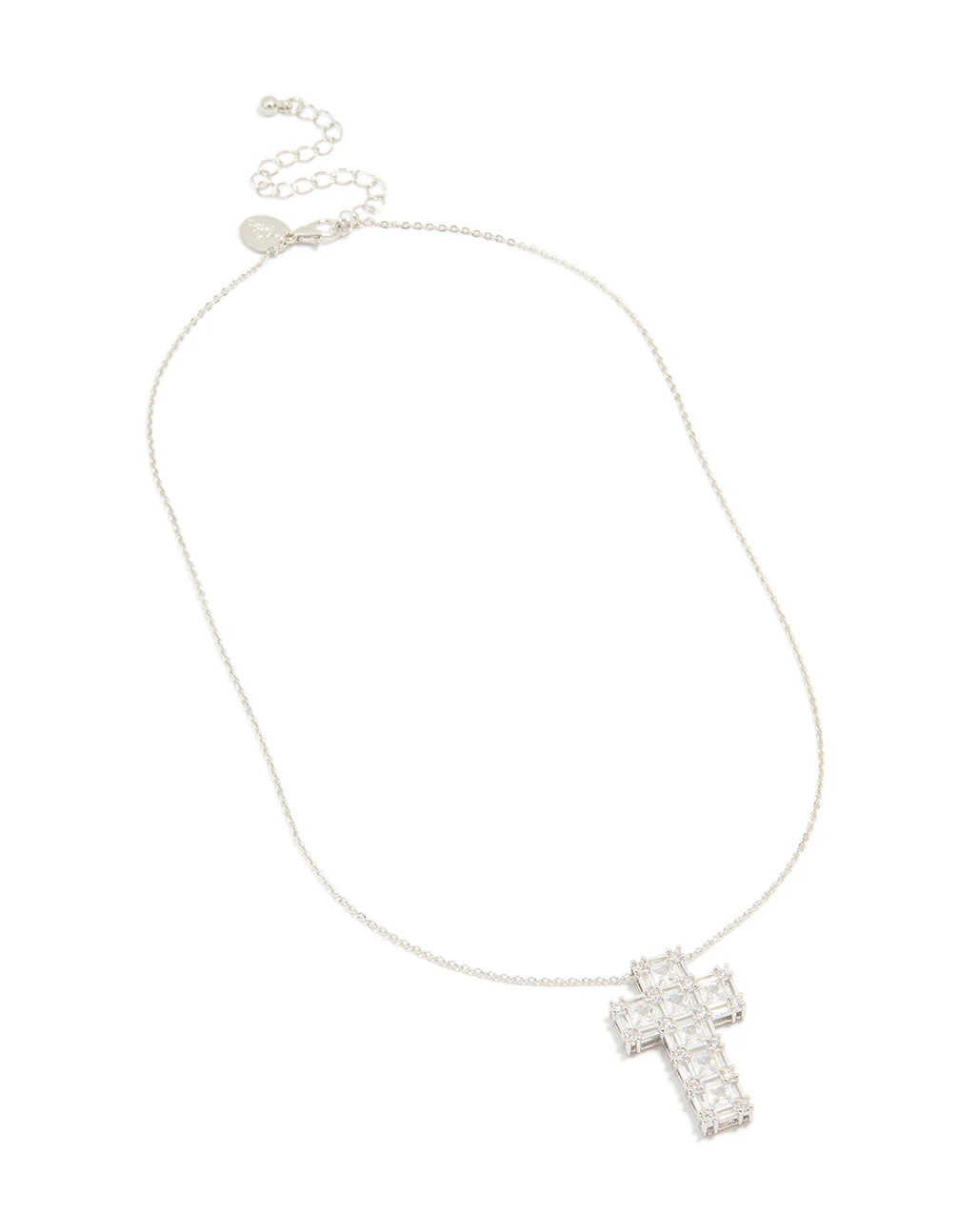 Silver Cubic Zirconia Mega Cross Necklace - Image 2