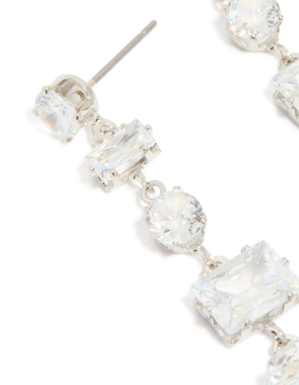 Silver Cubic Zirconia Mixed Drop Earrings - Image 4
