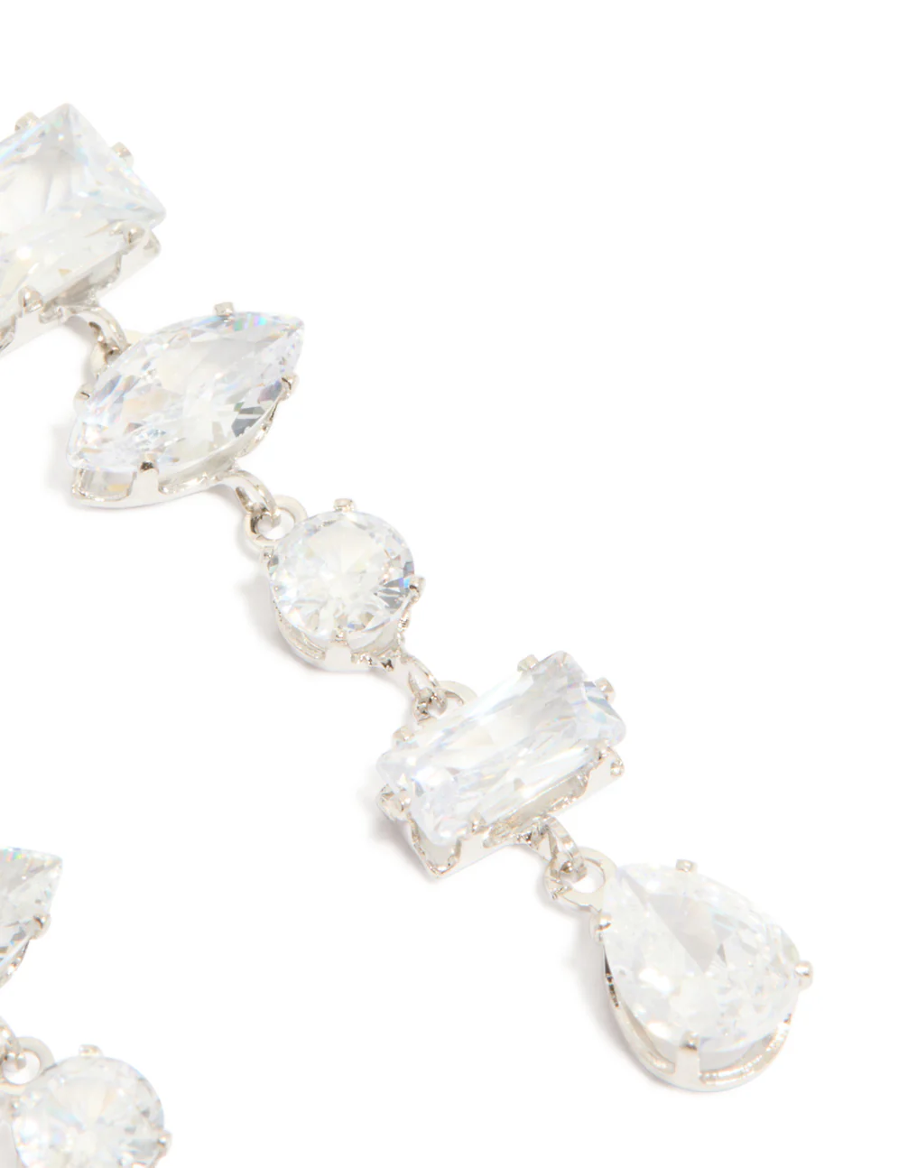 Silver Cubic Zirconia Mixed Drop Earrings - Image 5