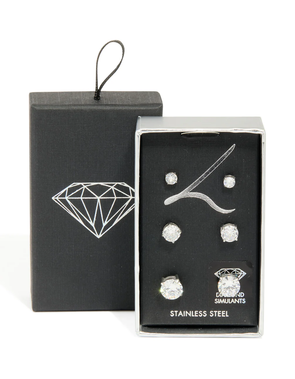Silver Cubic Zirconia Multi-Sized Stud Earrings 3-Pack - Image 5