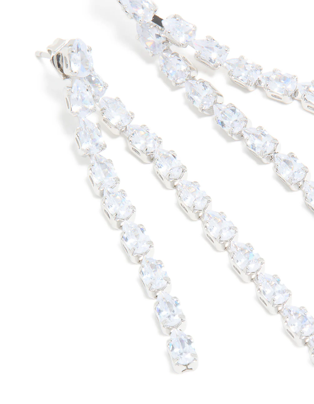 Silver Cubic Zirconia Multiple Cup Chains Drop Earrings - Image 4