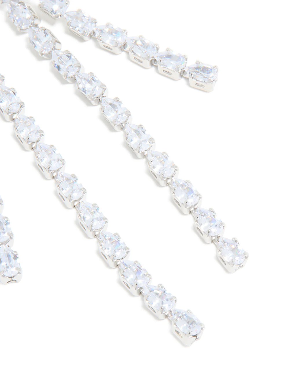 Silver Cubic Zirconia Multiple Cup Chains Drop Earrings - Image 5
