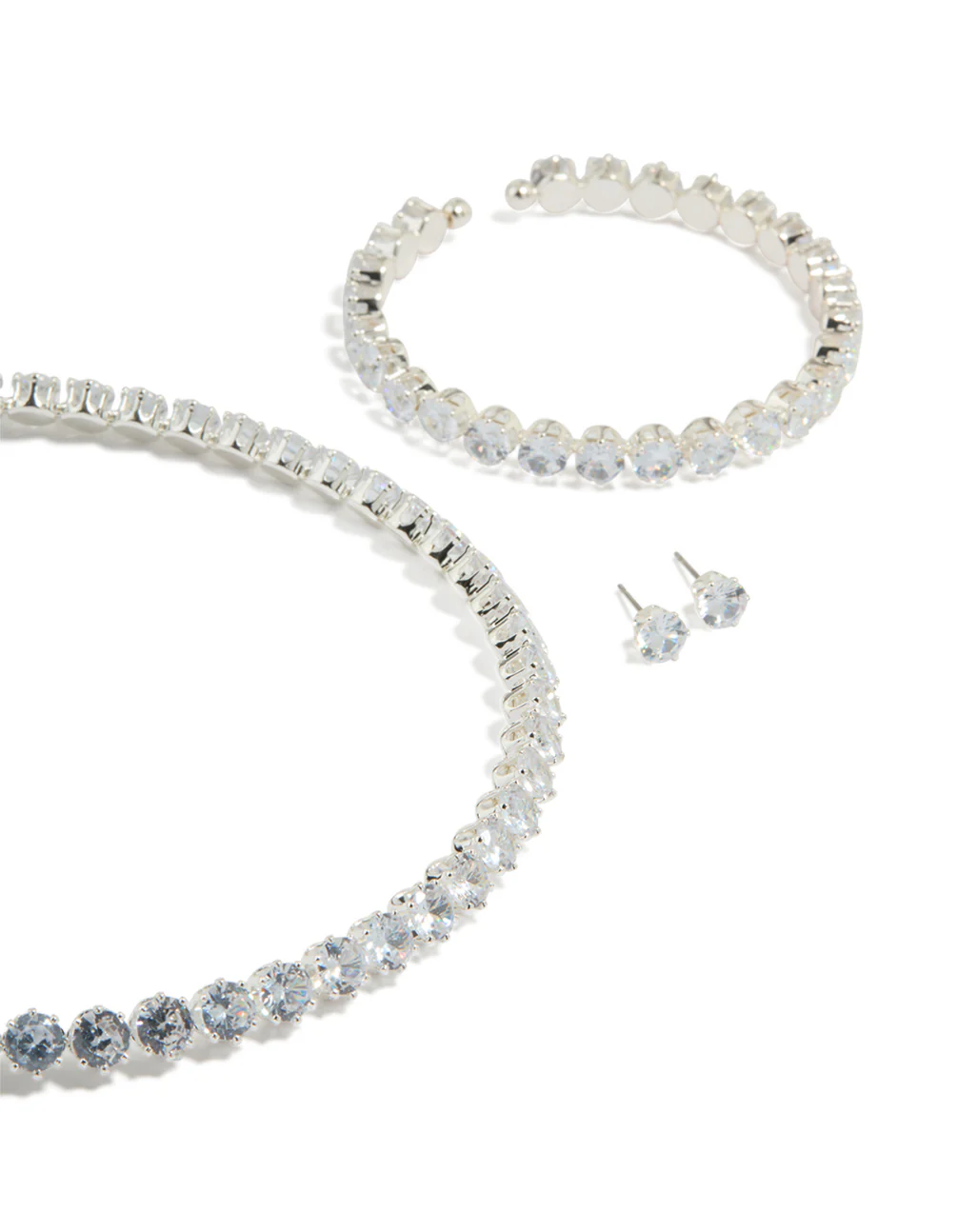 Silver Cubic Zirconia Navette Tennis Set - Image 2
