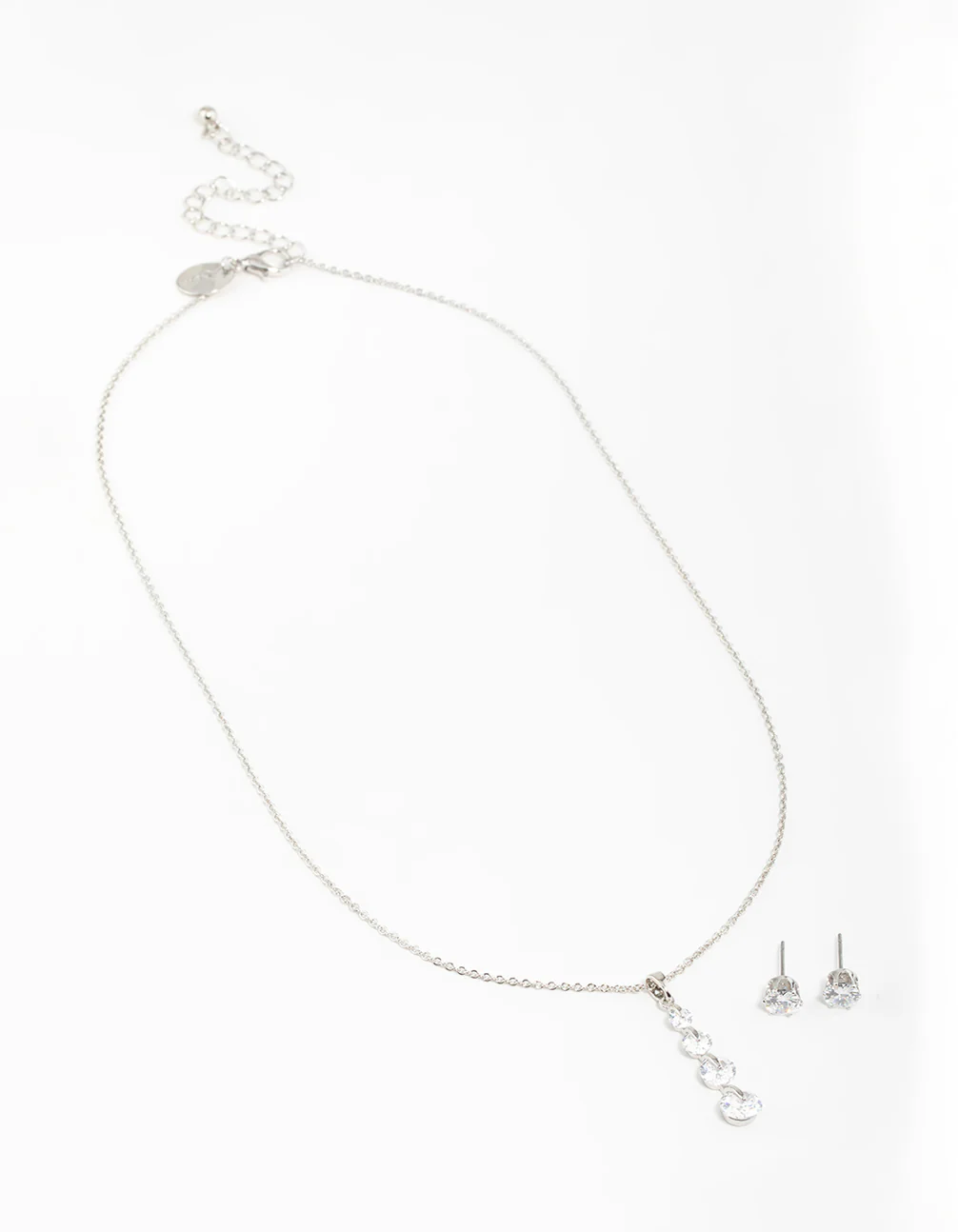 Silver Cubic Zirconia Necklace & Earrings Set - Image 2