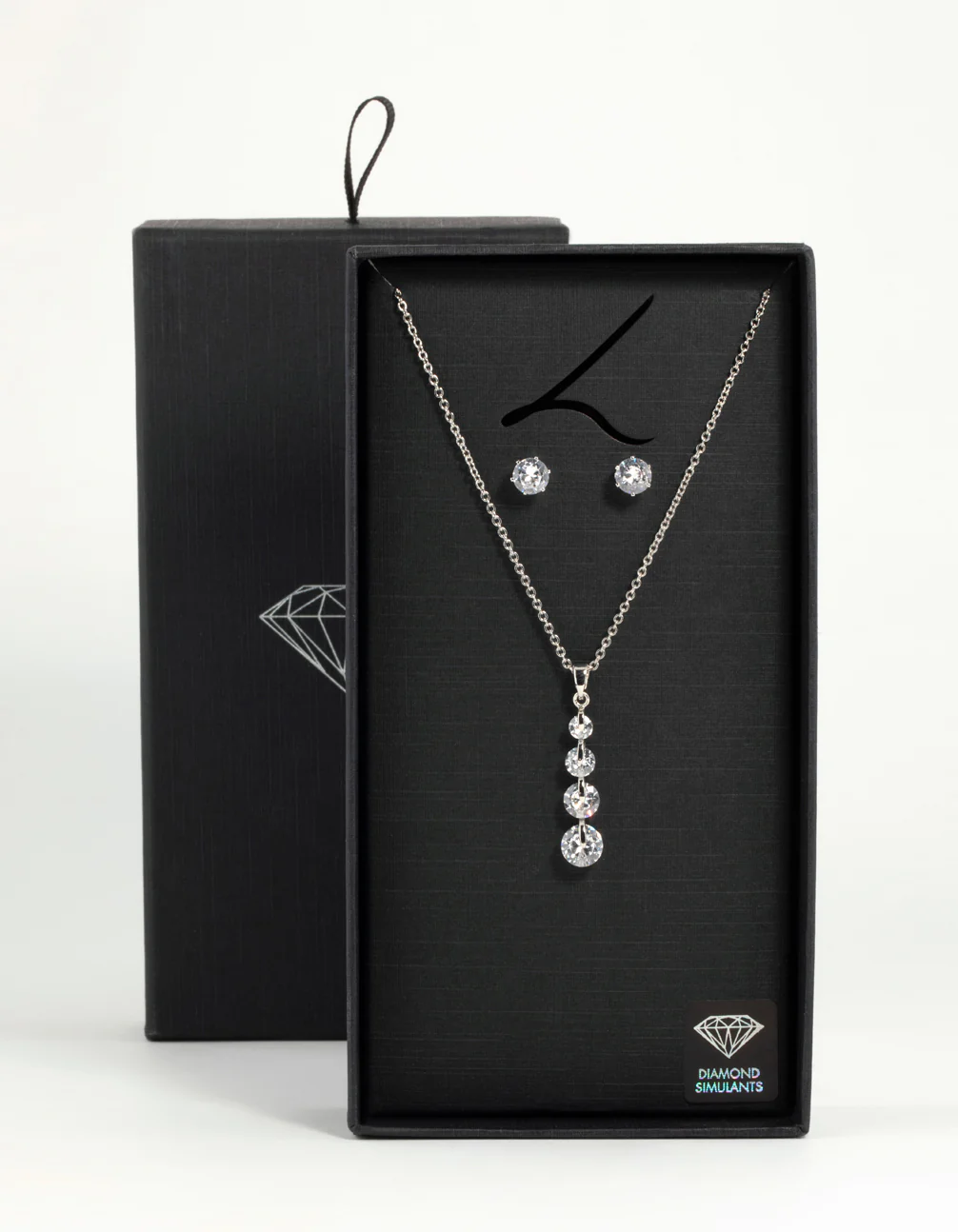 Silver Cubic Zirconia Necklace & Earrings Set - Image 3