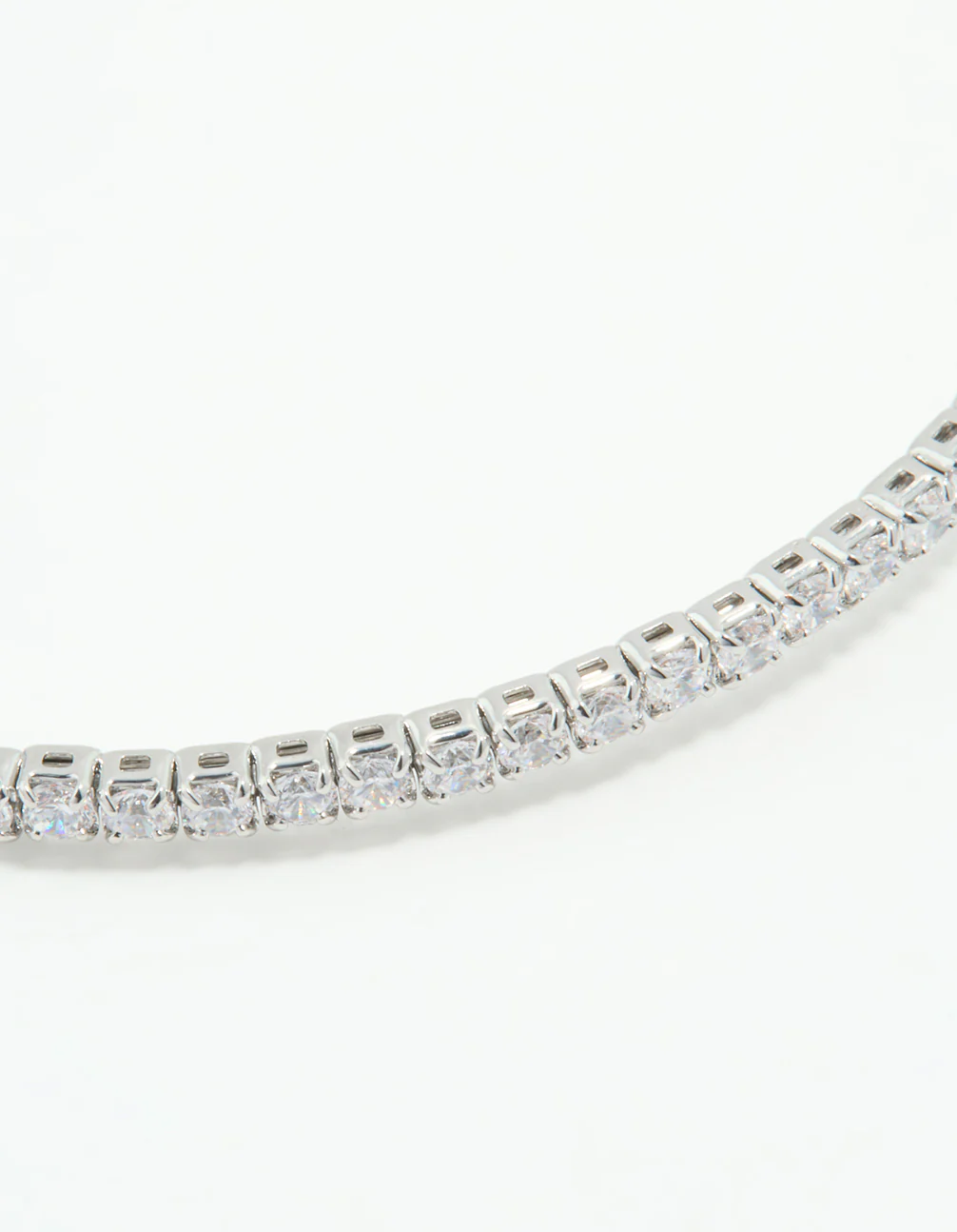 Silver Cubic Zirconia Open Floral Bangle - Image 3