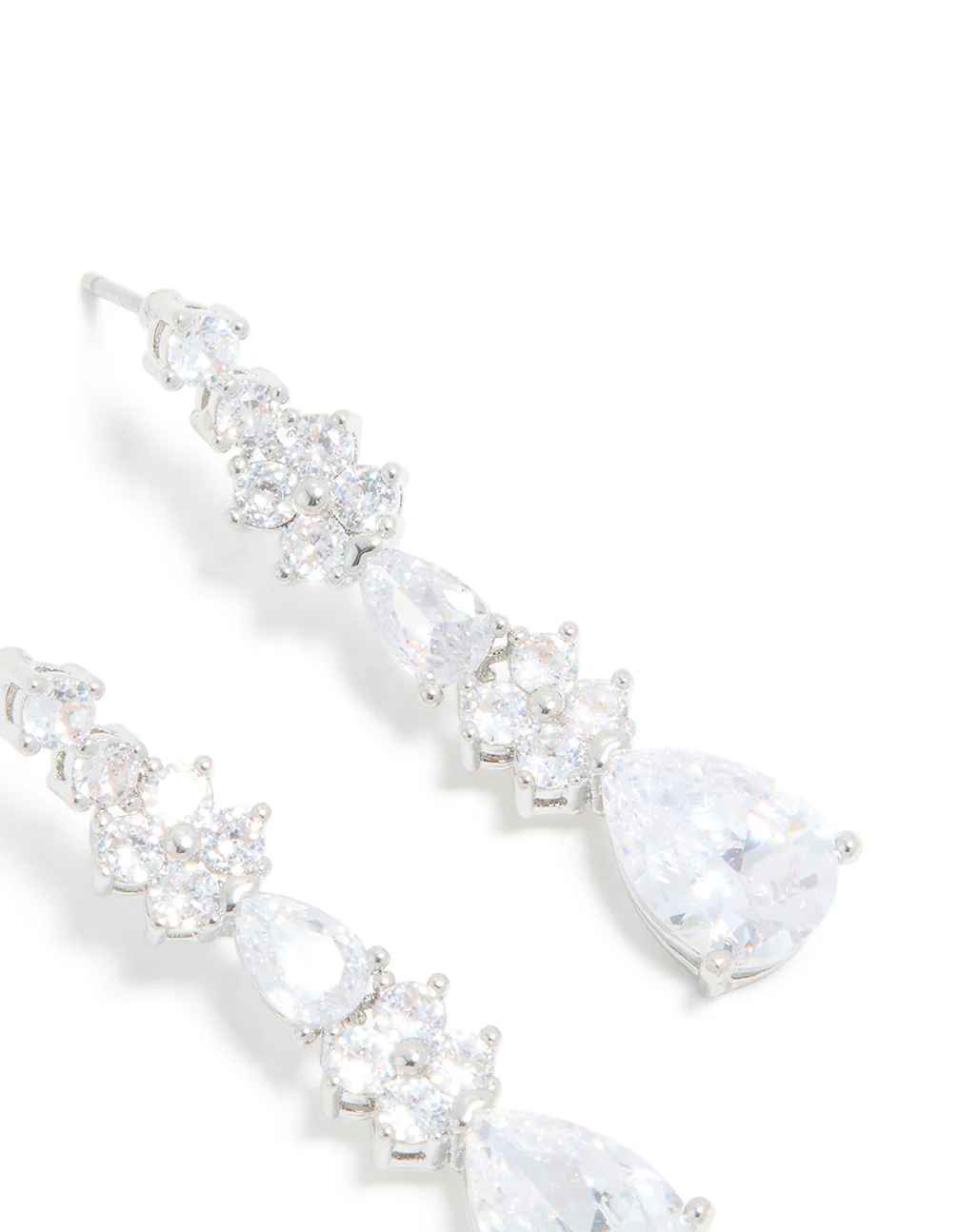 Silver Cubic Zirconia Pear Drop Earrings - Image 5