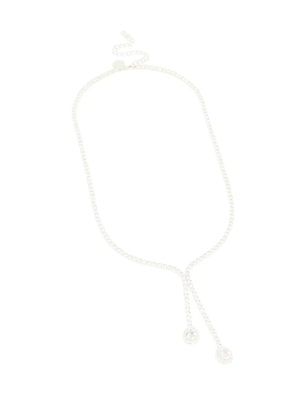 Silver Cubic Zirconia Pear Drop Y-Neck Necklace - Image 2