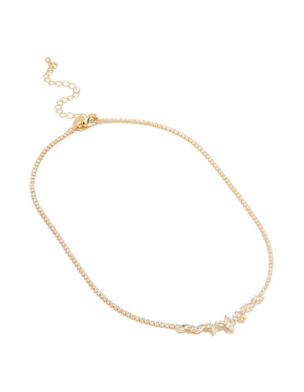 Silver Cubic Zirconia Pear Shaped Pendants Necklace - Image 2