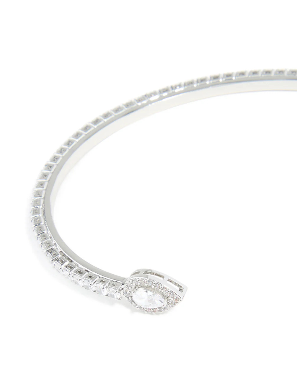Silver Cubic Zirconia Pear Square Wrist Cuff - Image 4