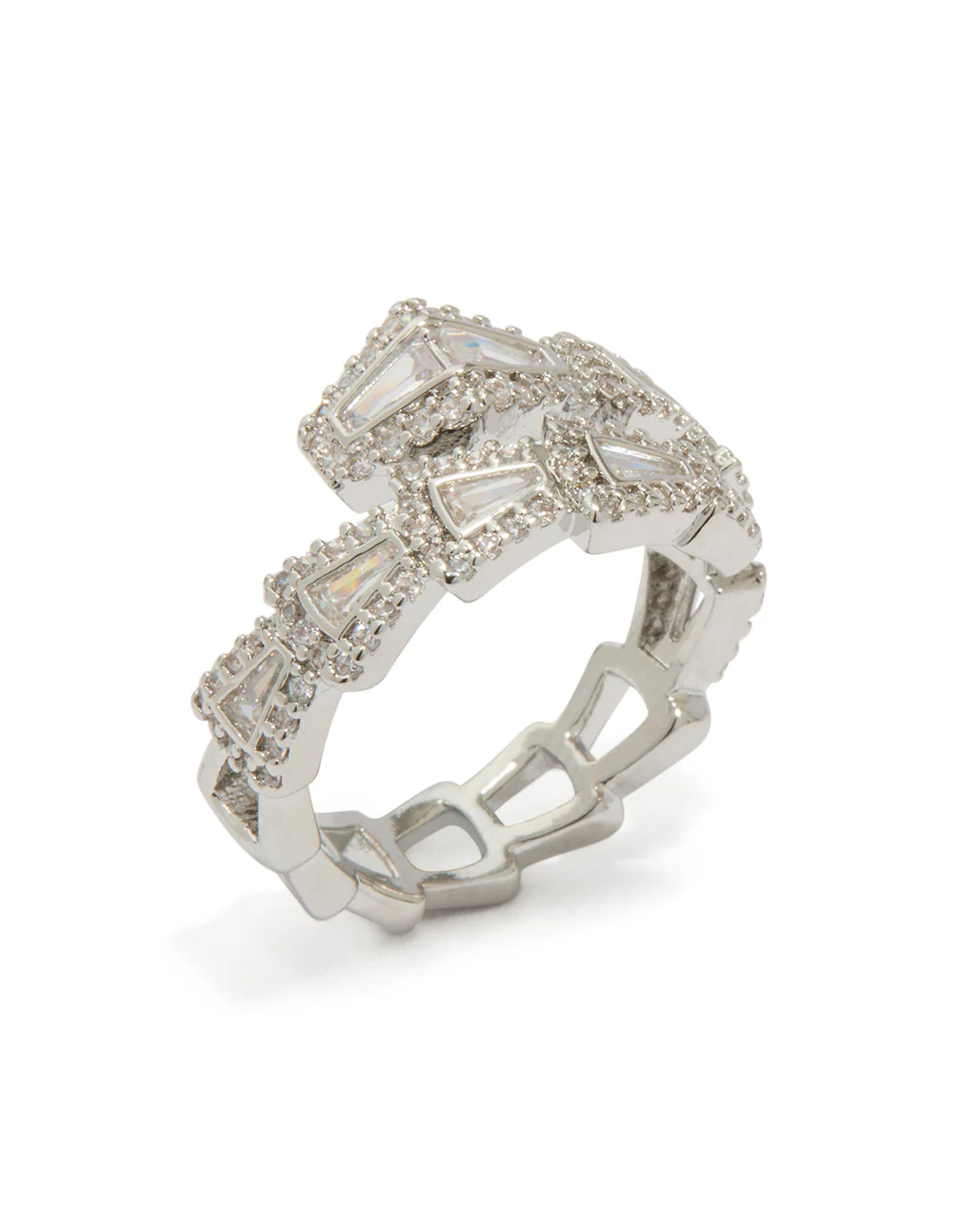 Silver Cubic Zirconia Point Wrap Ring - Image 4