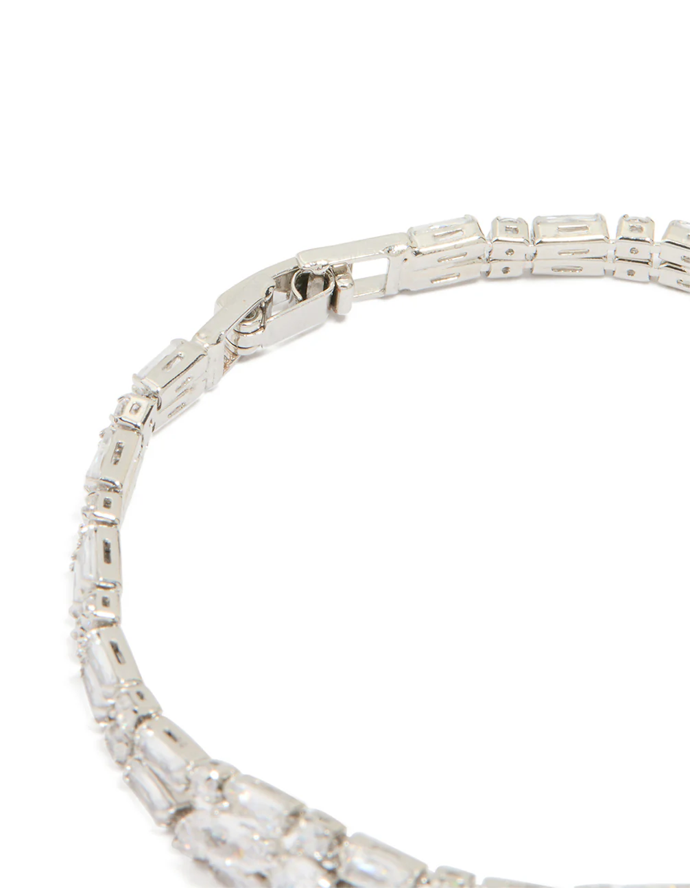Silver Cubic Zirconia Rectangle Statement Tennis Bracelet - Image 3