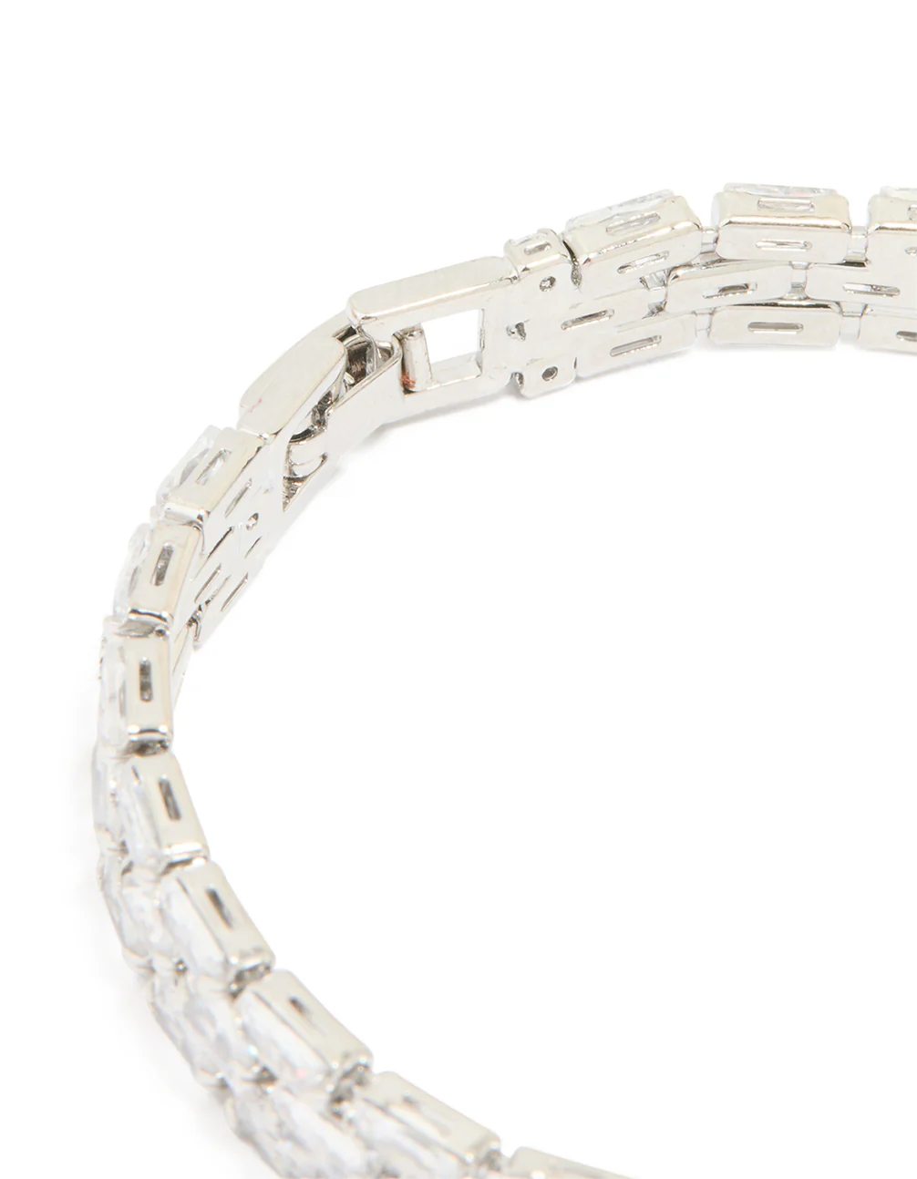 Silver Cubic Zirconia Rectangular Layered Tennis Bracelet - Image 3