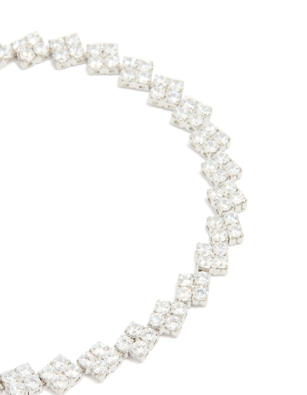 Silver Cubic Zirconia Rectangular Tennis Bracelet - Image 4
