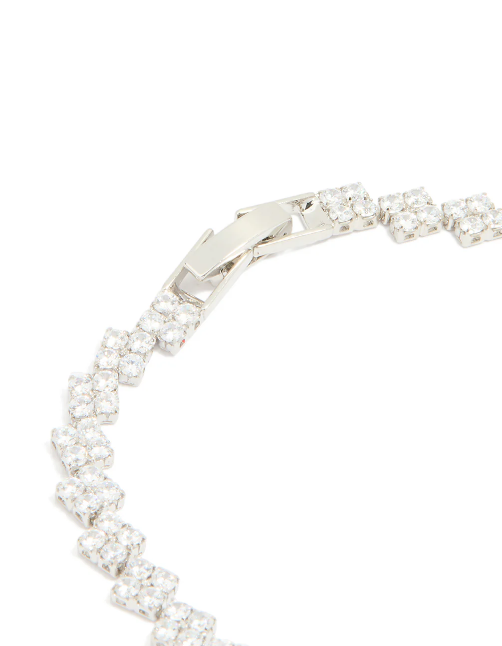 Silver Cubic Zirconia Rectangular Tennis Bracelet - Image 5