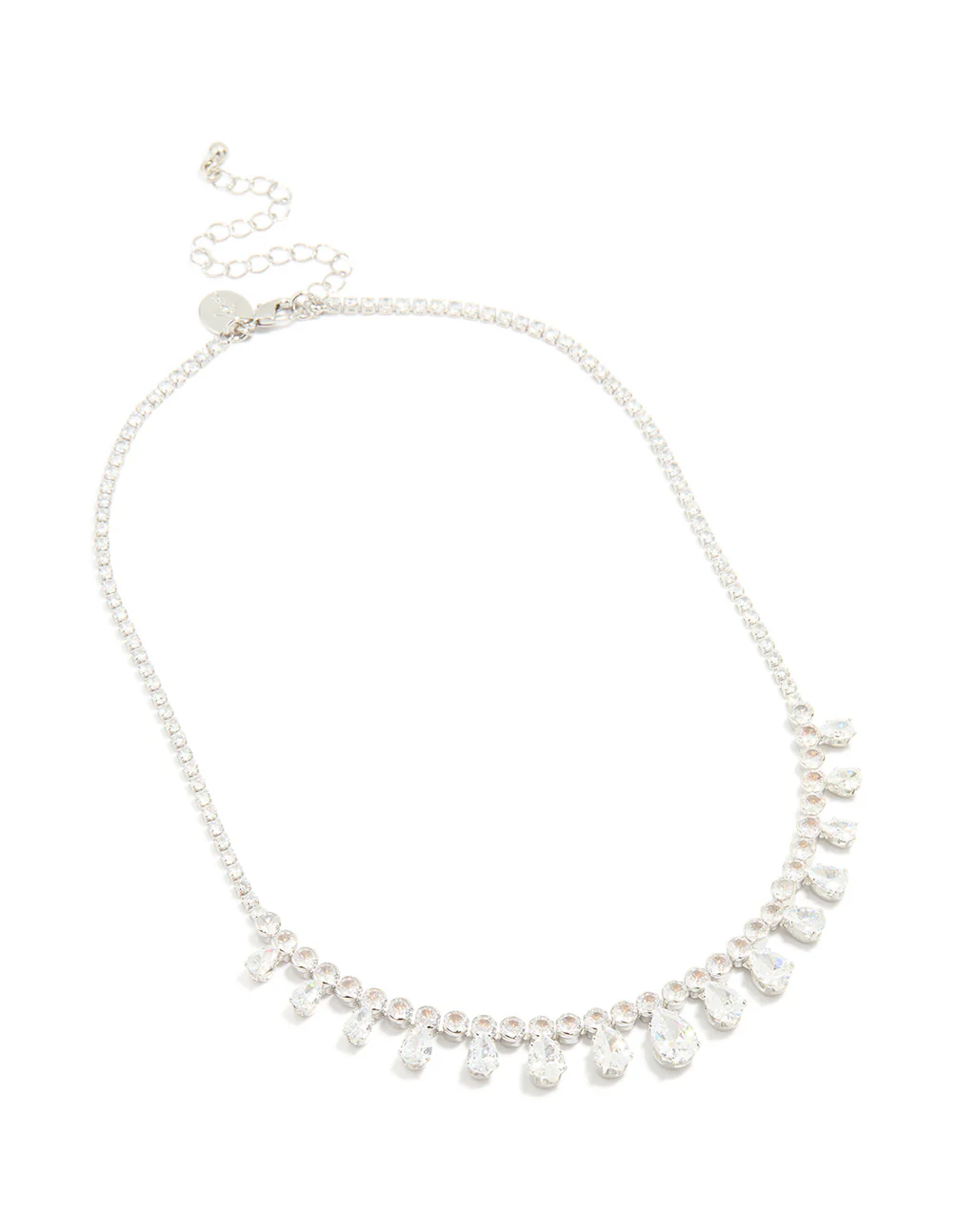 Silver Cubic Zirconia Statement Cluster Necklace - Image 2