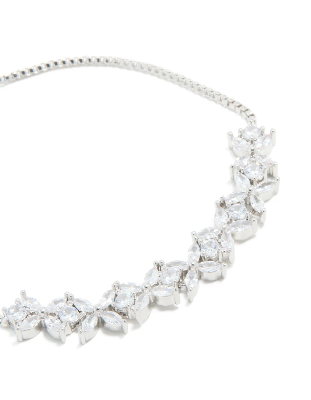 Silver Cubic Zirconia Statement Flower Toggle Bracelet - Image 4