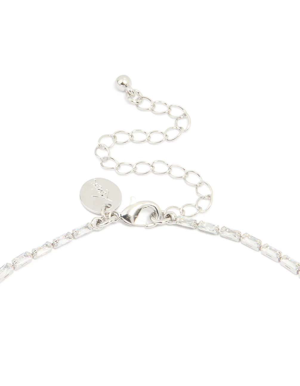 Silver Cubic Zirconia Statement Layered Chain Necklace - Image 3