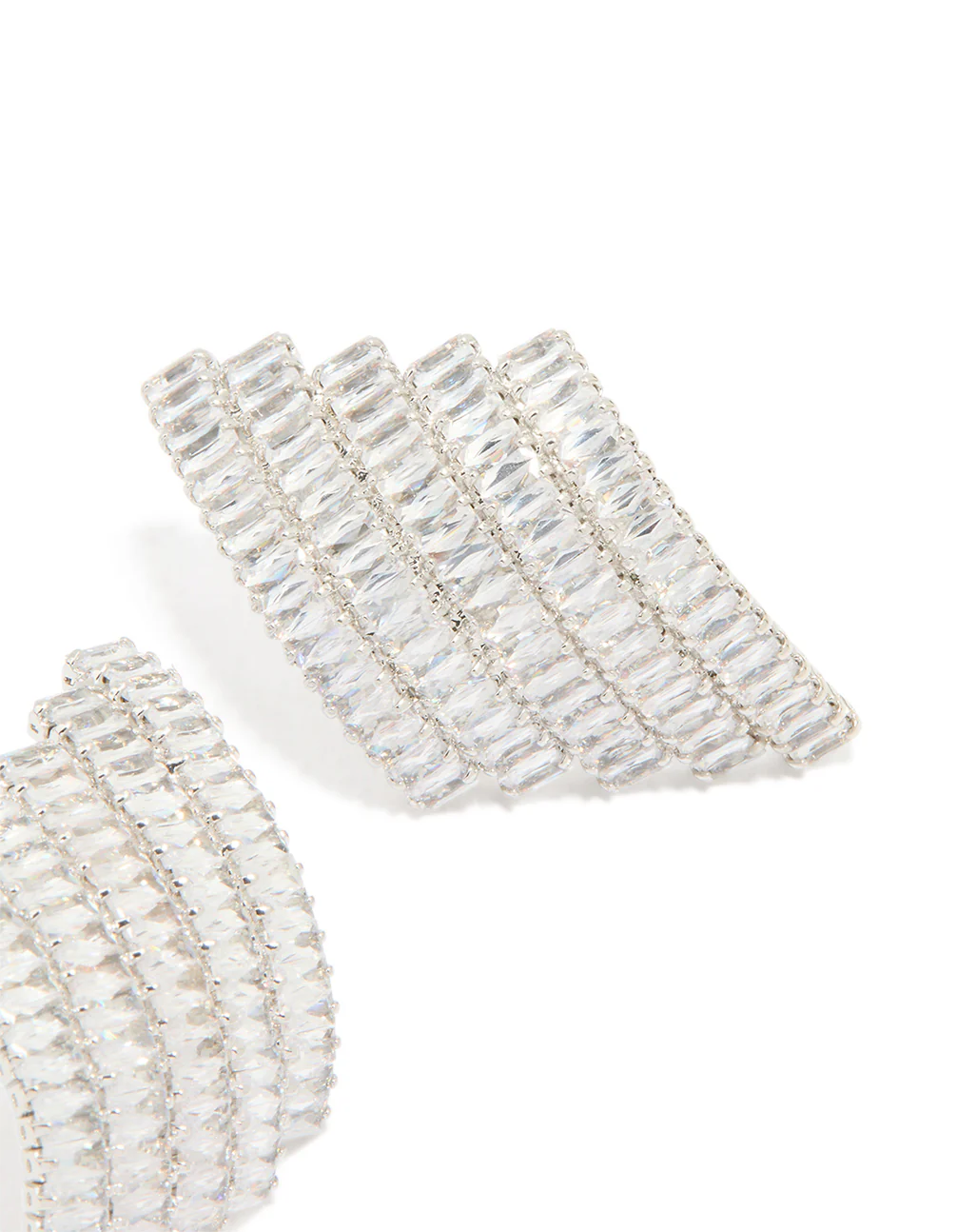 Silver Cubic Zirconia Statement Stud Earrings - Image 3