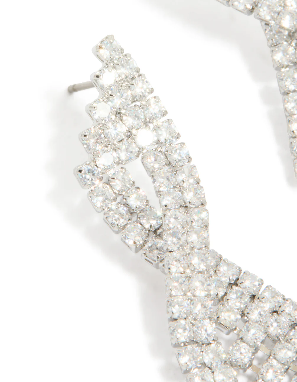 Silver Cubic Zirconia Statement Wing Drop Earrings - Image 4