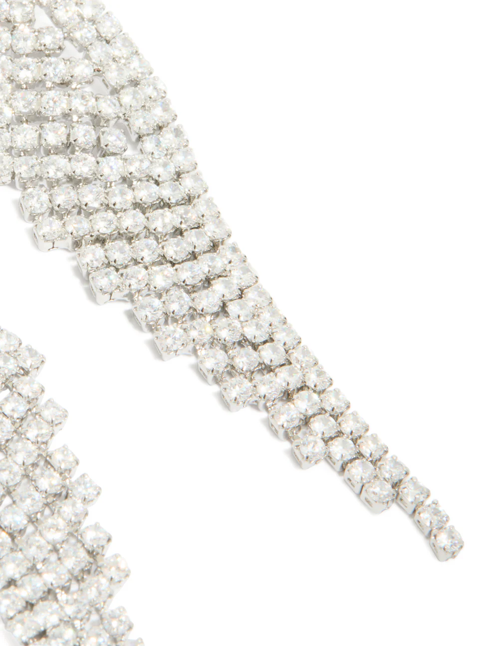 Silver Cubic Zirconia Statement Wing Drop Earrings - Image 5