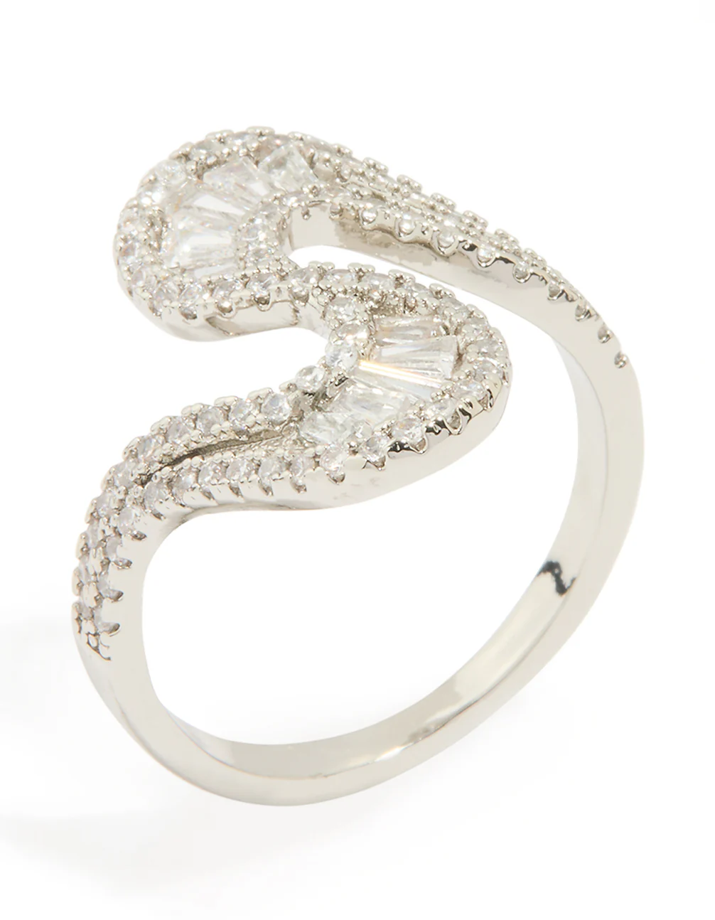 Silver Cubic Zirconia Swivel Statement Ring - Image 2