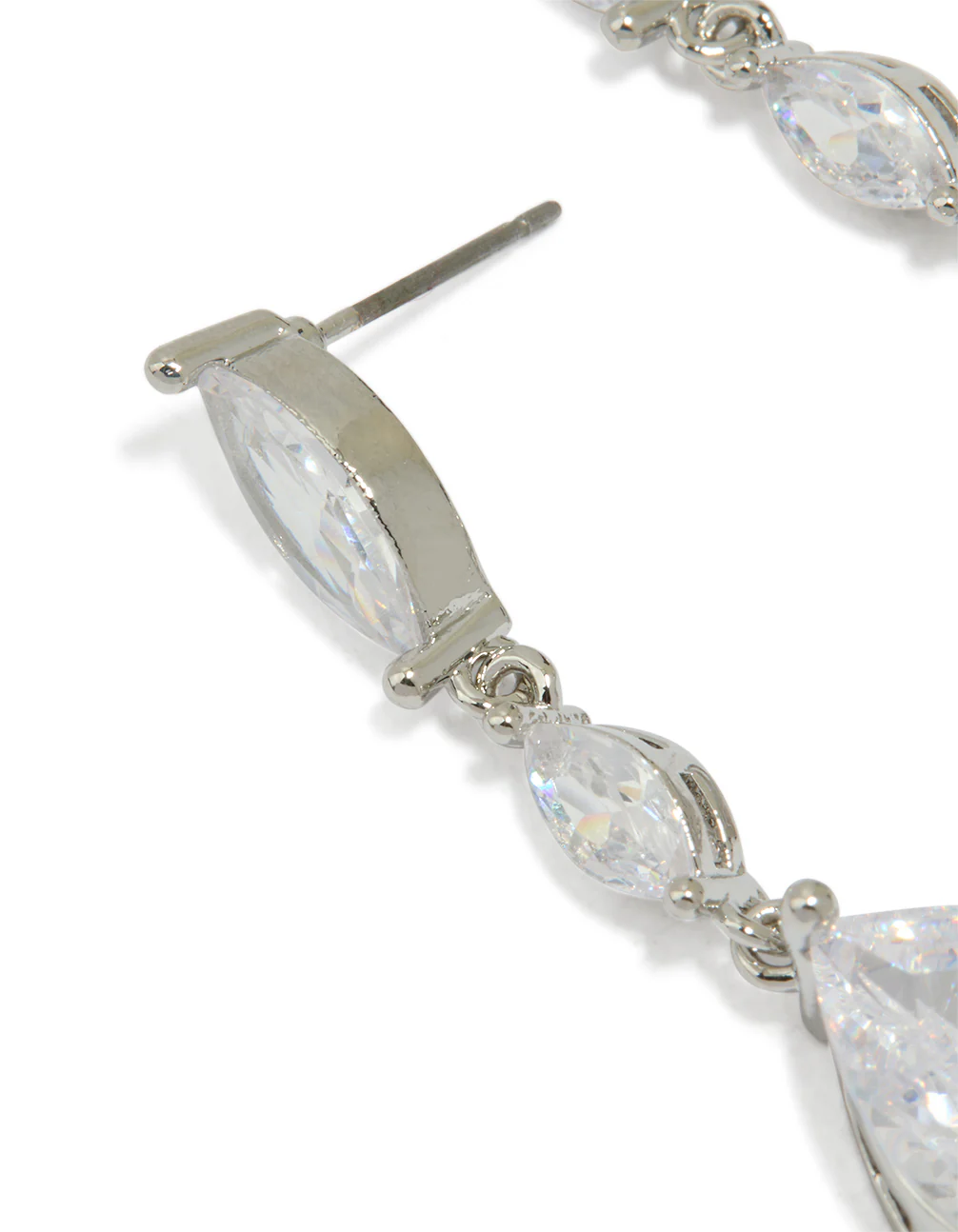 Silver Cubic Zirconia Teardrop Earrings - Image 2