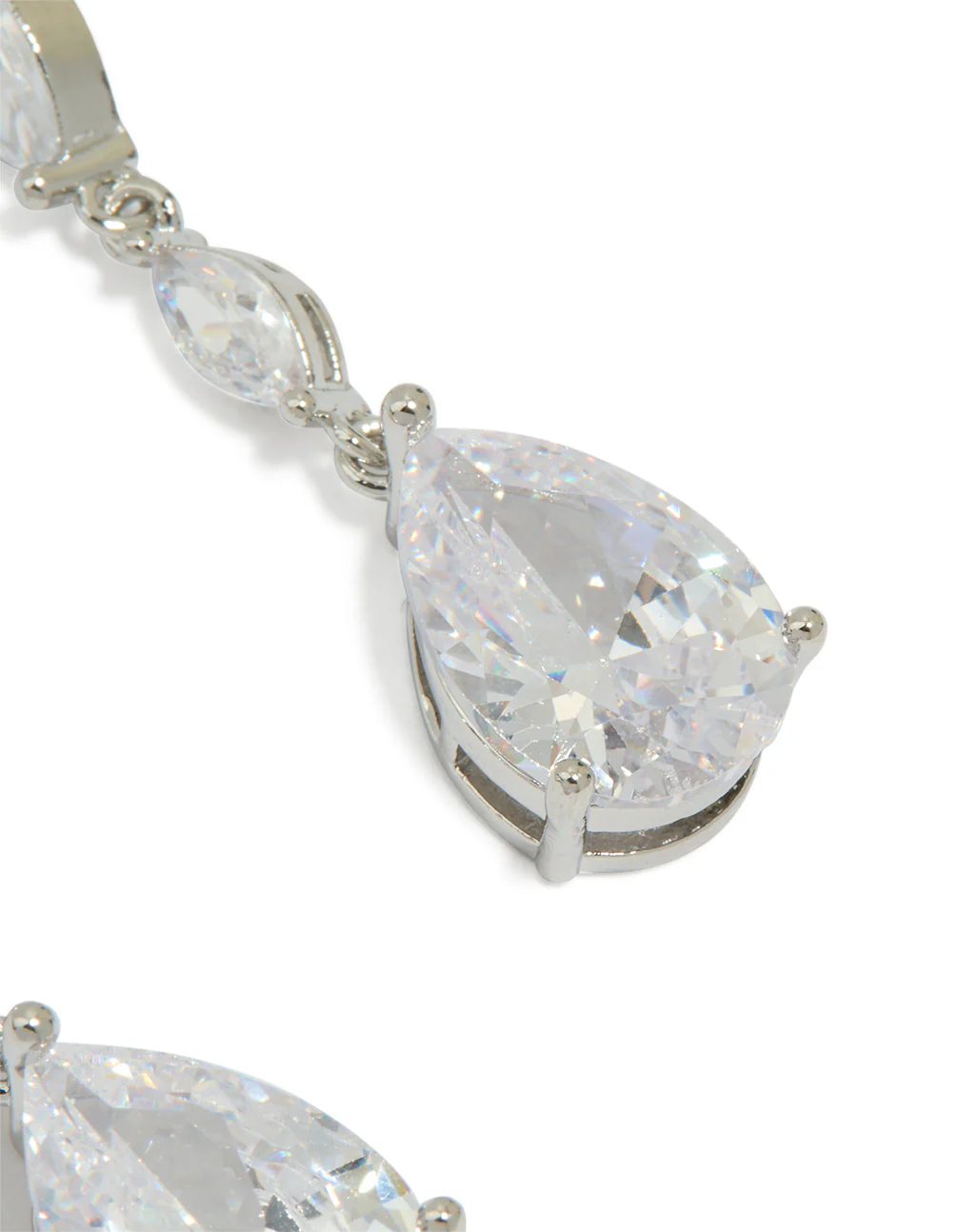 Silver Cubic Zirconia Teardrop Earrings - Image 3