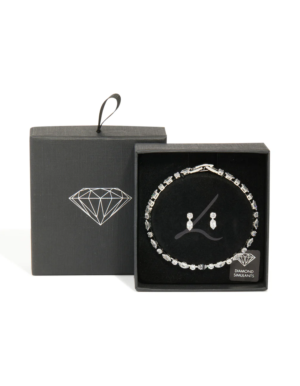 Silver Cubic Zirconia Tennis Bracelet & Earrings Set - Image 3