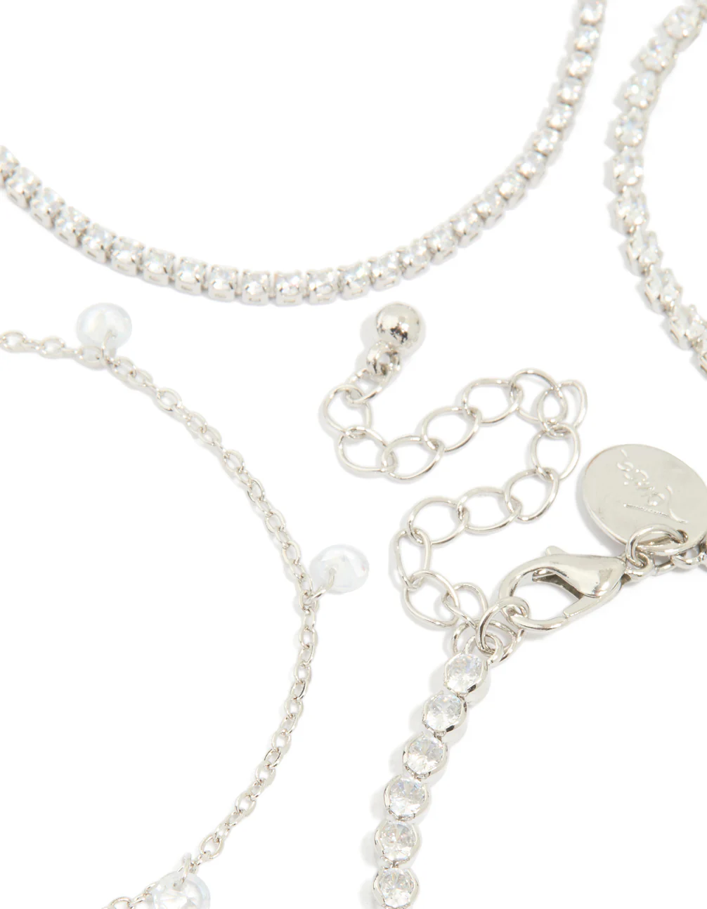 Silver Cubic Zirconia Tennis & Droplet Bracelets 4-Pack - Image 2