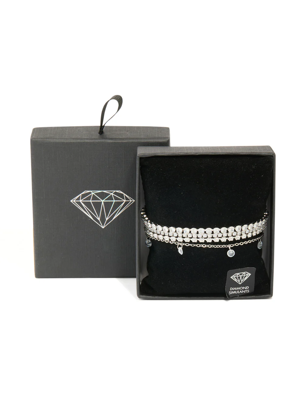 Silver Cubic Zirconia Tennis & Droplet Bracelets 4-Pack - Image 3
