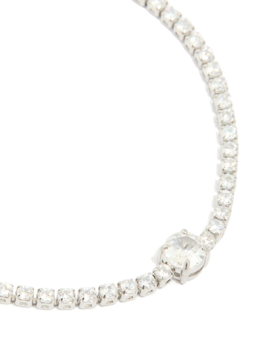 Silver Cubic Zirconia Tennis Toggle Bracelet - Image 4