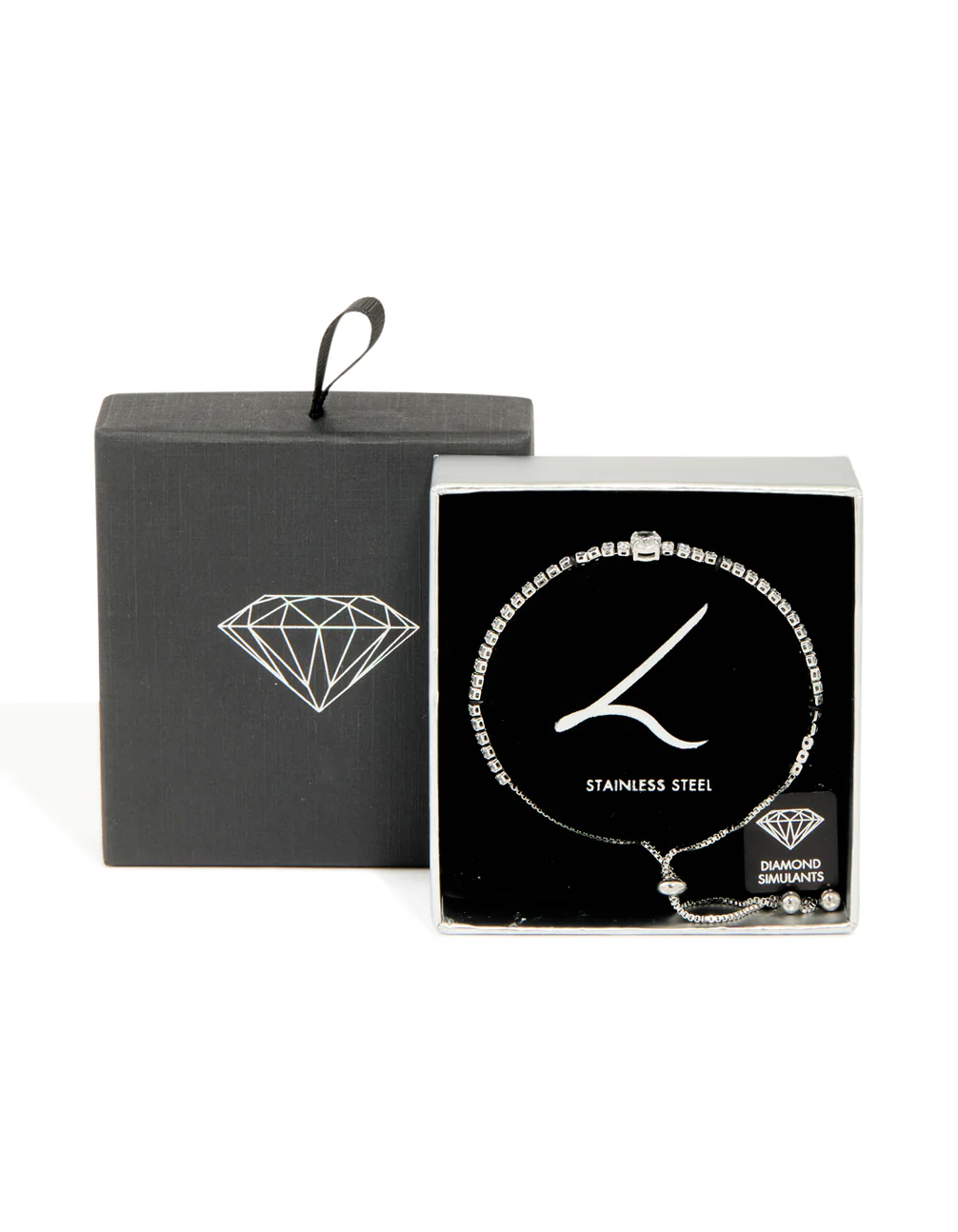 Silver Cubic Zirconia Tennis Toggle Bracelet - Image 5