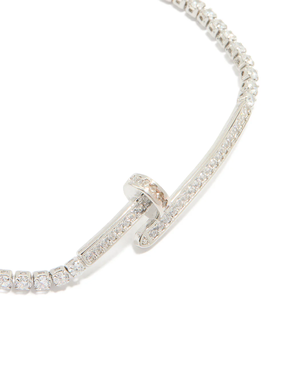 Silver Cubic Zirconia Toggle Bracelet - Image 2