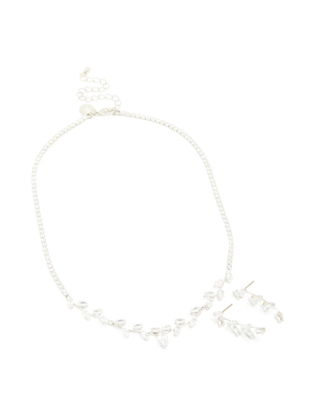 Silver Cubic Zirconia Vine Necklace & Earrings Set - Image 2