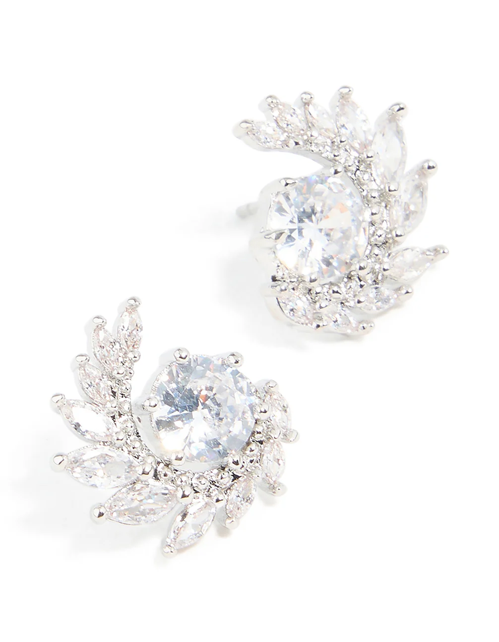 Silver Cubic Zirconia Vine Wrap Stud Earrings