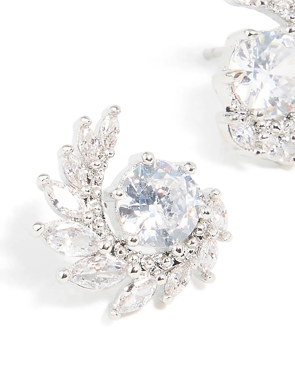 Silver Cubic Zirconia Vine Wrap Stud Earrings - Image 4