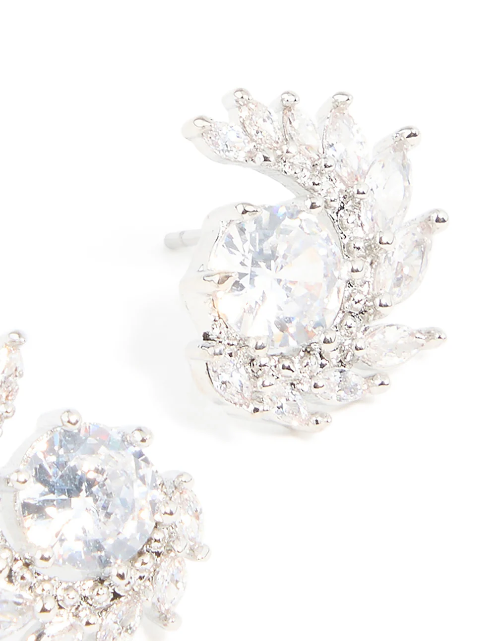 Silver Cubic Zirconia Vine Wrap Stud Earrings - Image 5